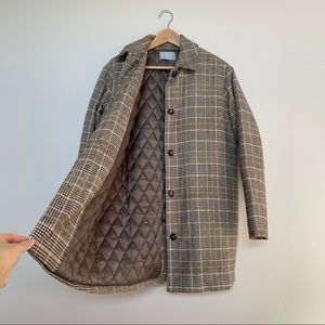 OAK + FORT Oversized Fit Jacket, Light Brown Plaid